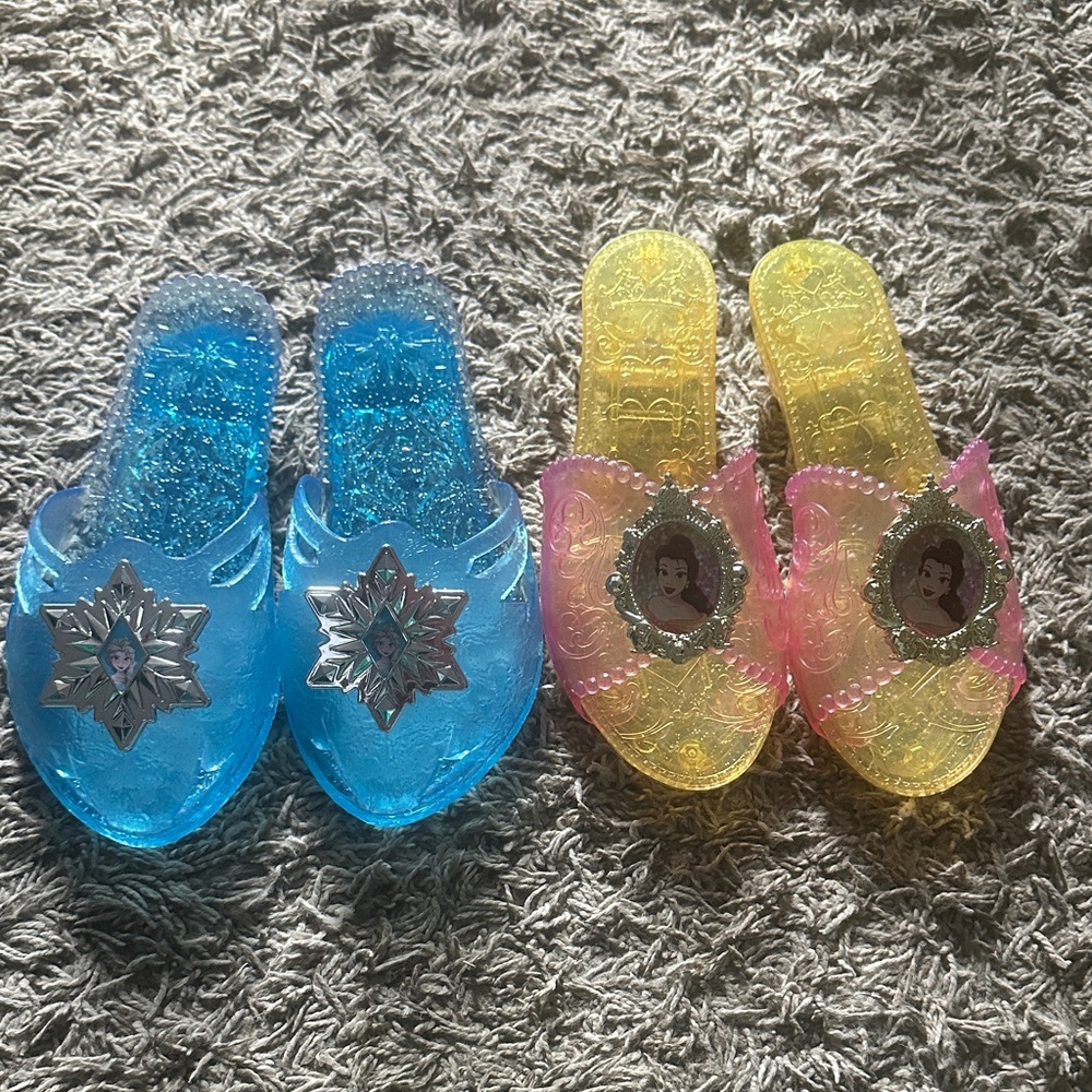 Disney Princess Blue and Yellow Glitter Slippers
